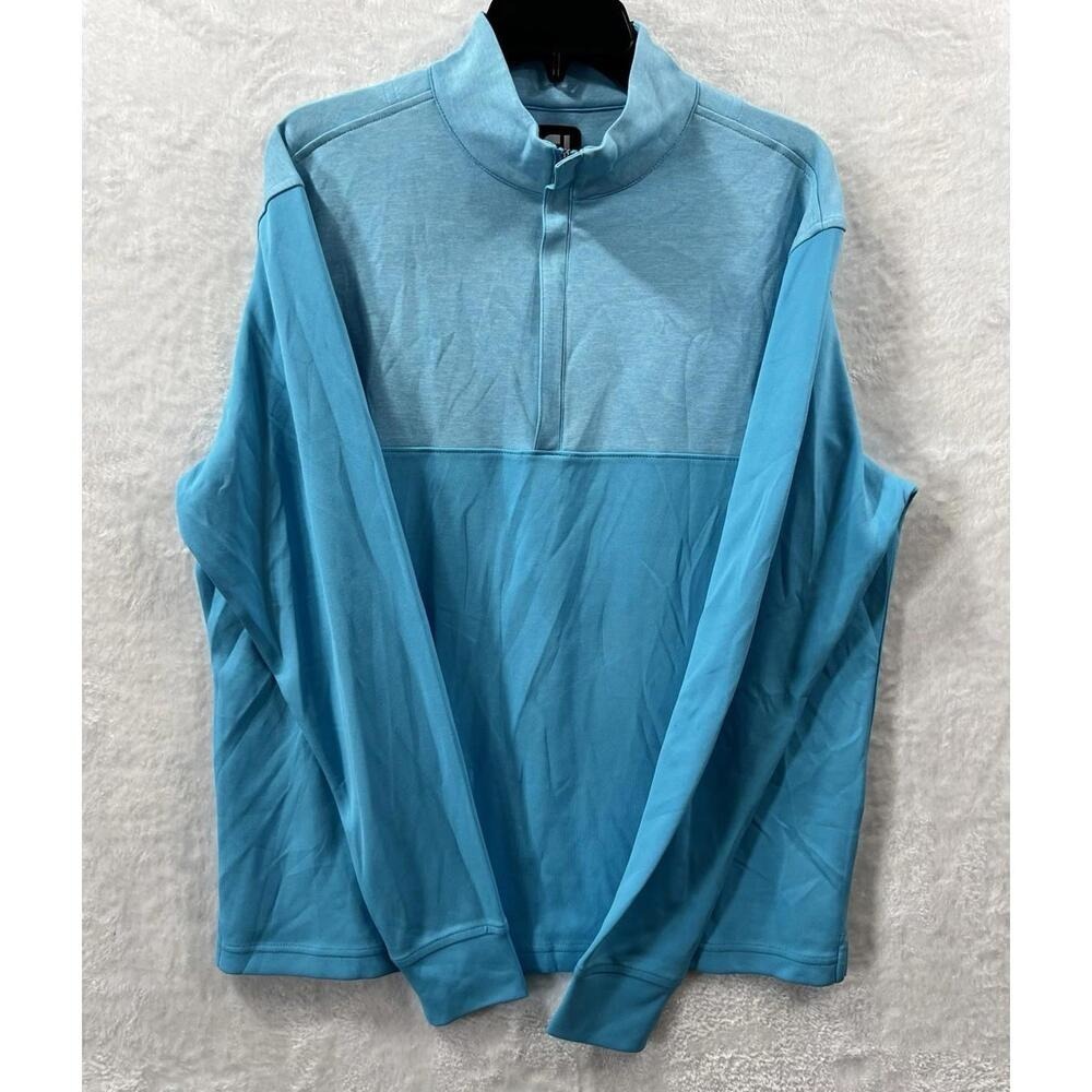 FootJoy FJ Quarter Zip Pullover Blue Performance Golf Shirt Men's Medium